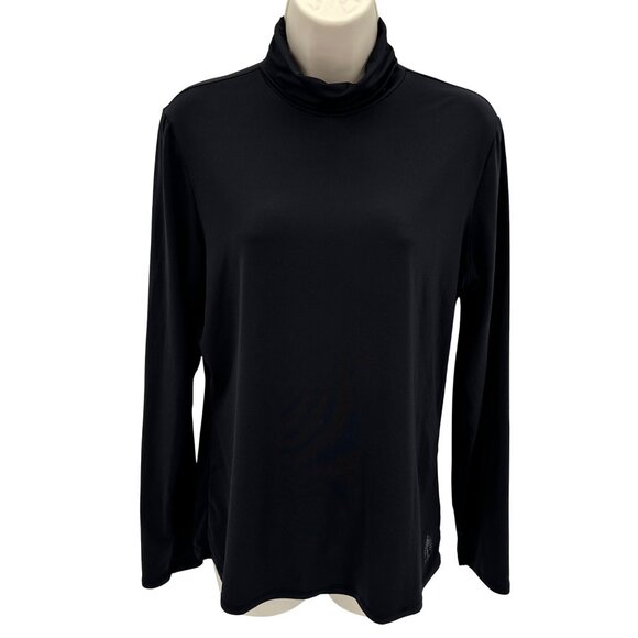 Snow Angel Womens Cybersilk Black Base Layer Long Sleeve Turtleneck Top L - Picture 1 of 7